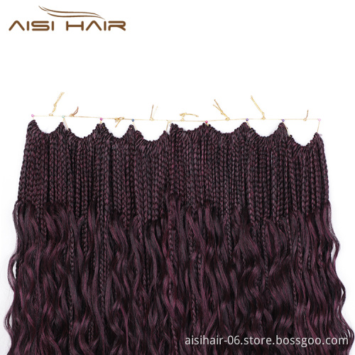 Aisi Hair Goddess Faux Locs Crochet Braids Hair Extensions Synthetic Ombre Purple Faux Locks Braids Hairpieces For Black Women